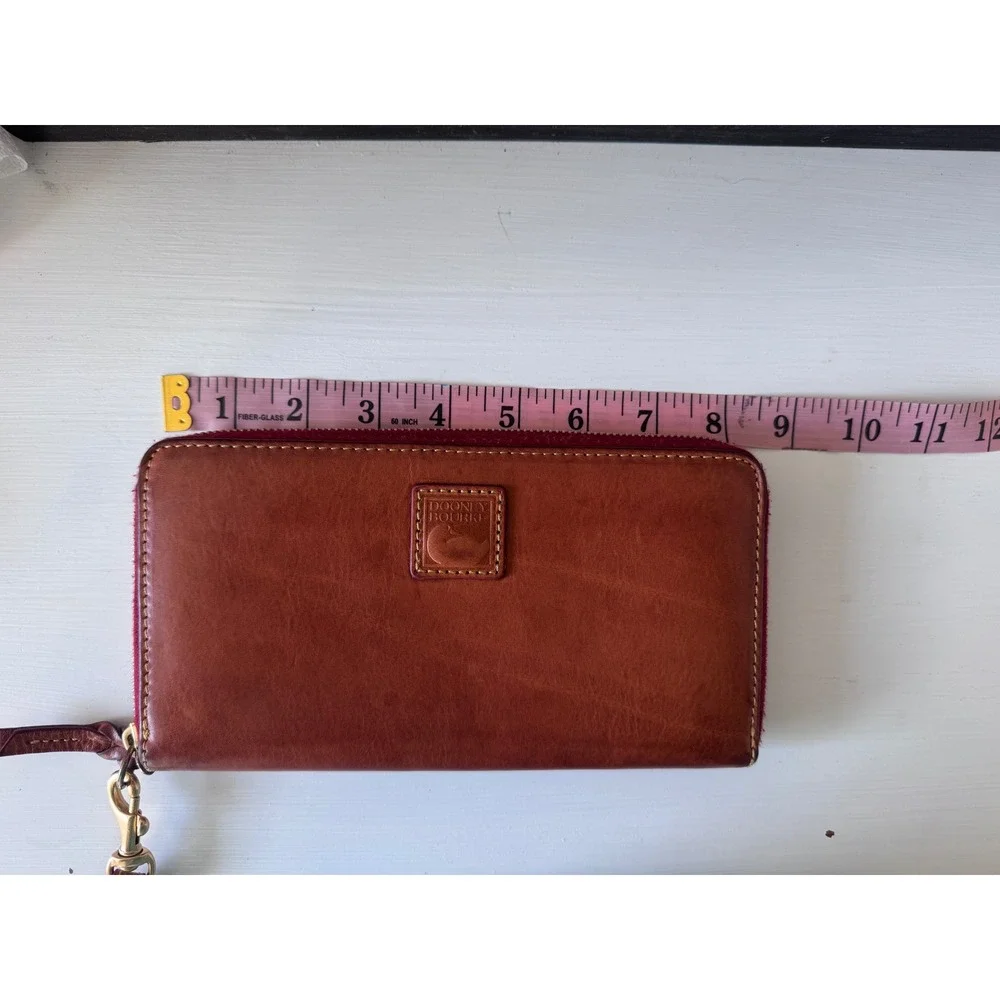 Dooney & Bourke Florentine Folded Zip Wristlet Cognac Leather Wallet